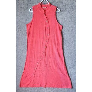Cottonways Women's Sleeveless Gauzy Maxi Dress Buttons‎ Solid Coral Pink Size 2